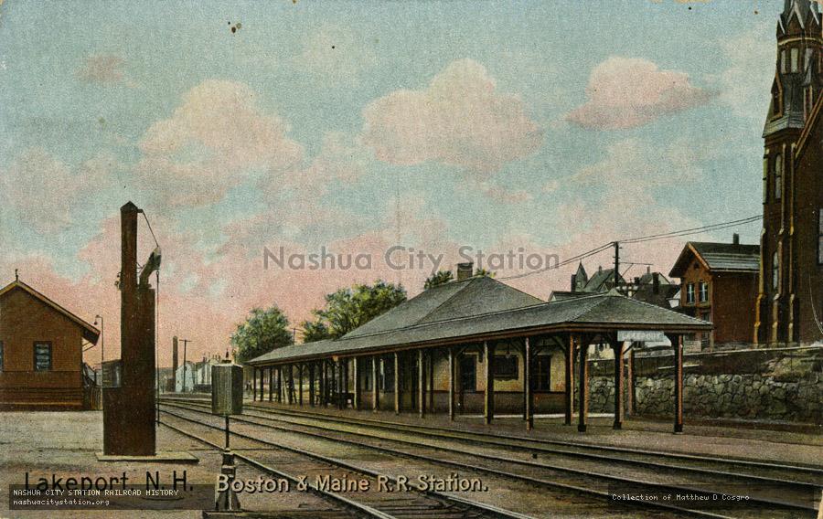 Postcard: Lakeport, New Hampshire Boston & Maine Railroad Station
